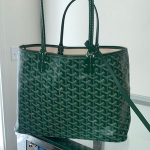 Goyard Saint Louis Pm Green Calfskin Leather Tote